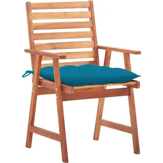 vidaXL Garten-Essstühle 2 Stk. mit Kissen Massivholz Akazie - Blau