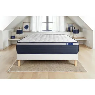 Actiflex max matratze 90x200cm + Bettgestell mit lattenrost , Härtegrad 4 , Taschenfederkern und Memory-Schaum , Höhe : 26 cm - Weiß