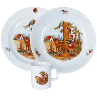 L.E.R.D.93 Kindergedeck 3-tlg. Porzellan Wunderschönes buntes Märchenmotiv "Rotkäppchen" by L.E.R.D.93
