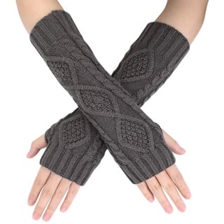 Handwärmer Fingerlose Gestrickt Armwärmer Halbfinger Winterhandschuhe Handgelenk Arm Pulswärmer Fäustlinge Handgelenkwärmer Rhombus Muster Armstulpen Strickhandschuhe für Damen Mädchen