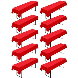 10 Stück Biertisch Tischdecke,für 50-70 cm Tischbreite,Rot Biertisch Biertischhussen Bierzeltgarnitur Rechteckige Tischdecken Waschbar 100x250cm für Gartenbankett-Gartenmöbel