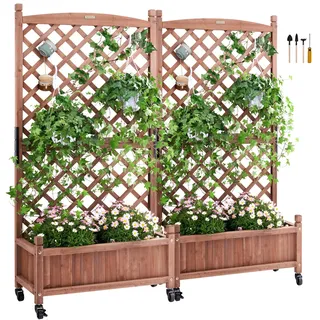 Vevor Pflanzkasten mit Rankgitter 75 x 33 x 156 cm Holz