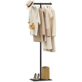 OUTBROS Metall Freistehend Garderobenständer, Jackenständer für Kleidung, Garderobe mit NatüRliche Stabile Felsbasis, 175cm Modern kleiderständer Passend für EingäNge, Korridore, Hallen, Schwarz