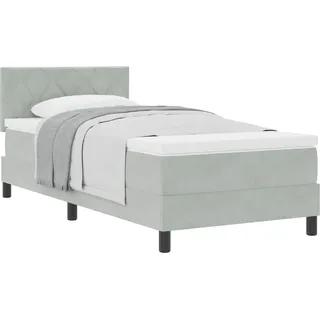 vidaXL Boxspringbett mit Matratze Hellgrau 90 x 200 cm Samt - Hellgrau