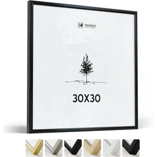 Heimlich® - Bilderrahmen - 30x30 cm, Aluminium-Metall, Schwarz - Mittelgroßer quadratischer Bilderrahmen mit Folienabdeckung - Nur zur Wandmontage