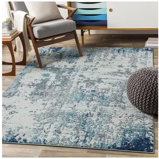 livabliss Teppich »DUNKIRK« rechteckig 11 mm Höhe Moderner Designerteppich in Marmor Optik, Kurzflor Wohnzimmerteppich, blau