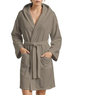 PETTI Artigiani Italiani - Bademantel Herren & Damen, Microfaser, Taupe, S, 100% Mikrofaser