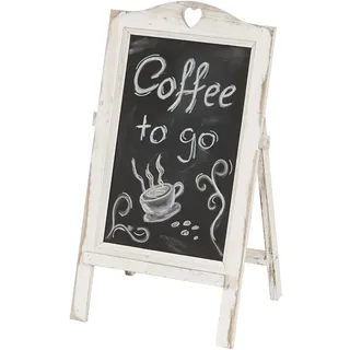 Mendler Werbetafel HWC-E51, Aufsteller Kreidetafel, 66x37x27cm Shabby-Look Vintage ~ weiß