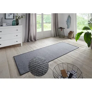 HANSE HOME BT Carpet Bouclé Läufer – Küchenläufer rutschfest Teppichläufer Flachgewebe Kurzflor Teppich Küchenteppich für Flur, Küche, Wohnzimmer, Badezimmer, Bad – Grau, 80x300cm