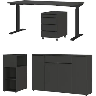 GERMANIA Büromöbel-Set »Mailand« 4 Stk. tlg. inkl. Schreibtisch, Rollcontainer, Raumteiler und Sideboard, grau