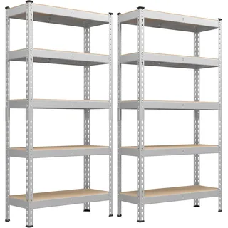 Songmics Lagerregal MDF 30 x 75 x 150 cm silbern 5 Ablagen bis 875 kg belastbar