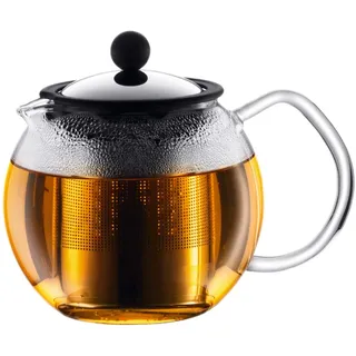 Bodum Assam Teebereiter (French Press System, Permanent Edelstahlfilter, Glasgriff), 0,5 liters glänzend, 1807-16, Shiny