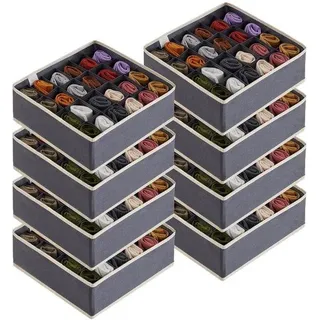Garderoben-Organizer-Set mit 24 Fach, 8er Pack, Kleider- und Unterwäsche-Box, Tisch-Organizer, 24-teilig, grau