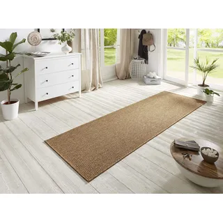 HANSE HOME BT Carpet Nature Läufer In- und Outdoor – Schlingen Küchenläufer rutschfest Flachgewebe Kurzflor Woll-Optik Fineloop Küchenteppich für Flur, Küche, Garten, Terrasse, Badezimmer – Braun, 80x350cm