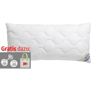 Beco Kunstfaserkopfkissen »Aerelle Blue Eco "GOLD", Kissen, mit Gratis-Perlenohrsteckern« Füllung: recycelte Faserbällchen 1 Stk. tlg. Jetzt zugreifen: Gratis-Aktion nur bis 31.12.2025!, beige