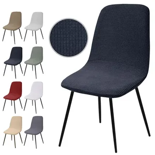 Stuhlhussen 4er Set, Stretch Stuhlbezug Jacquard Esszimmerstühlhussen Universal Stuhlhussen Abnehmbarer Waschbarer Stuhlabdeckung für Esszimmer,Hotel,Bankett,Hochzeit,Partys Deko(Y-Dunkelgrau,4er Set)