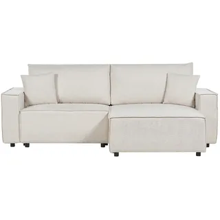 Beliani Ecksofa Beige linksseitig mit Stauraum KARILA Stoff Hellbeige