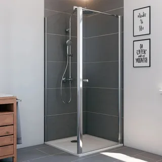 Breuer Drehtür rechts für Seitenwand Elana 6 Silber Matt Klarglas 100 cm
