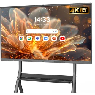 Interaktives Whiteboard 4K UHD, Smartboard mit Touchscreen Microphone & Kamera, Android 8GB+128GB, WiFi/Bluetooth/HDMI, Digitale Smart Board für Schule Business & Büro (65 Zoll)