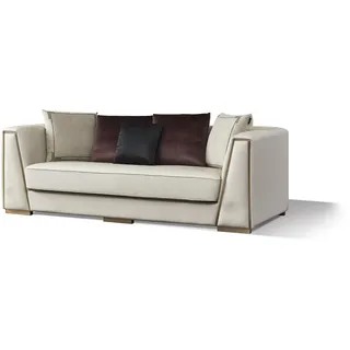 Leder Sofa Couch Polster Garnitur 3+2 Sitzer Couchen Sofas Garnituren Medusa Neu - Beige