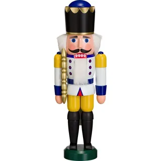 Nußknacker König weiß-gelb HxBxT = 29x10x8cm NEU Weihnachten Seiffen Nutcracker