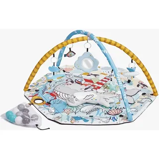 Kinderkraft SMARTPLAY SEA Spieldecke, Erlebnisdecke, Spielmatte mit Spielbogen, Krabbeldecke, Spielzeuge, Leichter, Bälle im Set, Laufgitterfunktion, Kissen, von den Ersten Lebenswochen
