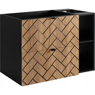 RODAN | Waschbeckunterschrank 80 cm - Braun Matt - Badezimmerschränke - Badmöbel - Waschbecken Unterschränke - Ohne Platte - Schwarze Bücherregal - Braun