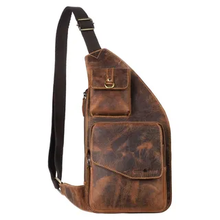 Greenburry Crossbody Bag Herren viele Fächer Vintage – Leder antikbraun - Braun