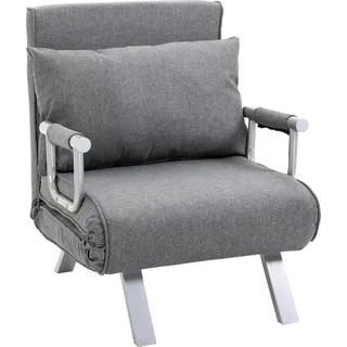 Schlafsofa Mit Armlehne 65X69X80Cm 3-In-1 Schlafsessel, Gästebett, Chaiselongue, Leinenartiges Polyester, Grau