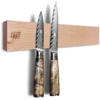 FINDKING Holz Magnetischer Messerleiste, Magnet Utensilienhalter für Wand, Kühlschrank, Holzregal für Küchenmesser, ohne Bohren (Beige, 12 Zoll, Ohne Messer)