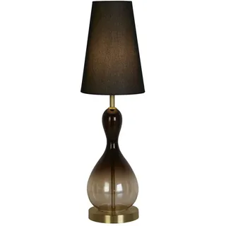 Tischlampe Nachttisch Leuchte Glas Stoff E27 67 cm Schwarz Messing