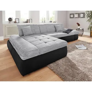 DOMO collection Ecksofa »PB Moric wahlweise mit Bettfunktion + Armteilverstellung, L-Form« im XXL-Format, B/T/H:300/172/80 cm, feine Steppung, silberfarben