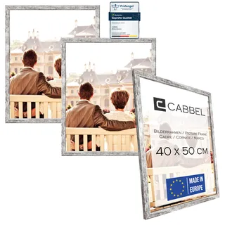 CABBEL Dreierpack (3 Stk.) Bilderrahmen 40x50 cm MDF Holz-Rahmen in Birke | mit bruchsicherem Plexi-Glas/Modern