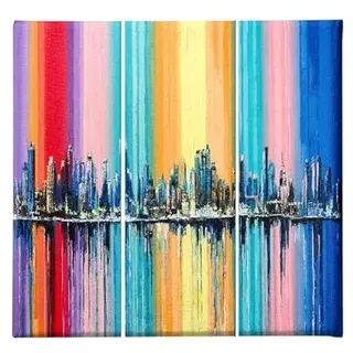 Homemania Bilder-Farben, 3-teilig, Kunst und Graffiti, für Wohnzimmer, Schlafzimmer, mehrfarbig, 69 x 3 x 50 cm, HM203PKNV-17, Polyester, Holz