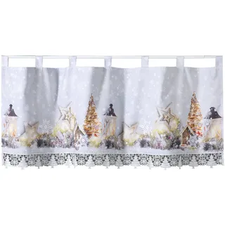 WECKBRODT "rustikale Weihnacht" Schlaufen 1, Stk. tlg. Bistro, Gardine, blickdicht, Macramè-Bordüre, HxB 45x120cm, Store,