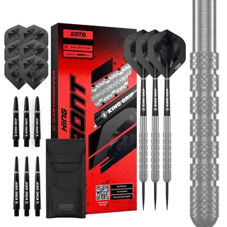 KOTO - King Front 90% Darts 22 G, Silber, Dartpfeile Inkl. 3 Barrels, 3 Flights & 3 Shafts