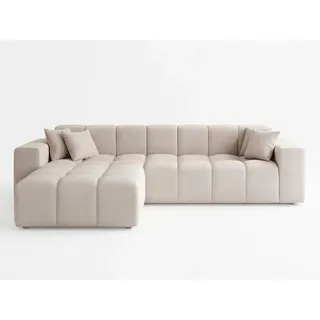 GRAINGOLD Ecksofa L-Form Loopo Links - Moderne Ecksofa, Wohnzimmer, Sofa - Eckcouch Beige (Komodo 11) - Beige