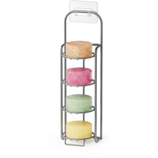 SpaceAid 4-stöckiger Shampoo-Stangenhalter für Dusche, selbstentleerender Seifenhalter, Caddy für Badezimmer, Wand und Küchenspüle, Shampoo-Bar-Geschirrregal, Edelstahl-Seifenhalter (grau)