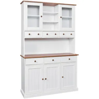 Mid.you Buffet , Braun, Weiß , Kiefer , 6 Fächer , 6 Schubladen , 131x205x45 cm , Esszimmer, Anrichten, Buffetschränke