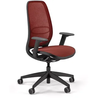 Sedus se:air Ergonomischer Drehstuhl, Bürostuhl, Kunststoff mit Rezyklat-Anteil, 100% Recyclingfähig, Rot,Schwarz, 42-55cm, bis 130kg Belastbar