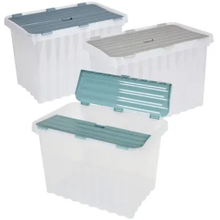 Wellenbox 24L 43x30x30cm Transparent Deckel Aufbewahrungsbox Spielzeugkiste