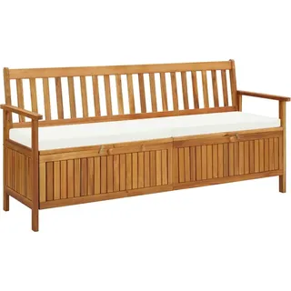 The Living Store Sitzbank mit Stauraum und Sitzpolster 170 cm Massivholz Akazie - Braun