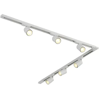 Novel Schienensystem , Weiß, Chromfarben , Metall, Kunststoff , 50 mm , F , 104x14x110 cm , planbar, verstellbare Spotlights , Lampen & Leuchten, Innenbeleuchtung, Schienensysteme