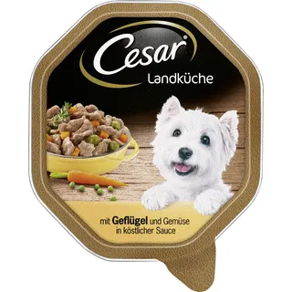 Cesar Nassfutter Landküche mit Geflügel und Gemüse in Sauce 150g
