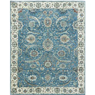 Cazaris Orientteppich , Blau , Textil , Floral , rechteckig , 170x240 cm , Care & Fair, AZO-frei, Handmade in India , in verschiedenen Größen erhältlich, leicht zusammenrollbar , Teppiche und Böden, Teppiche, Orientteppiche