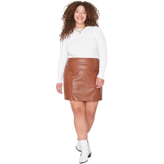 TRENDYOL Damen Trendyol Damen Große Größen Mini Bleistiftrock Bleistiftrock Webstoff Große Größen in Rock Skirt, Braun, 44 Gro e Gr en EU