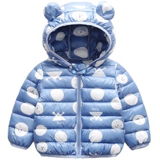 Minizone Baby Winterjacke mit Kapuze Schneeanzug Kinder Leichter Mantel Warm Steppjacke Mode Kleidung Geschenk Jungen Mädchen Geschenk 6 Mois, Blau