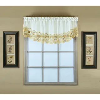 Today's Curtain, Vintage-Makramee-Organza-Halbmond, 45,7 cm, Ecru/Gold, 147,3 x 45,7 cm (B x L)