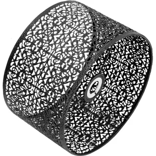 Tissting Lampenschirm Round, E27 E14 Metal Trommelform Lampshade Hohlgeschnitzt für Stehlampe Hängelampe Tischlampe Deckenleuchte Schwarz 25 x 16 cm