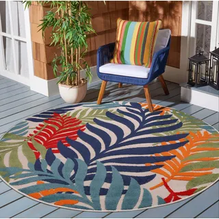 Sanat Floral Outdoor Teppich Ø 120 cm 6 mm Mehrfarbig